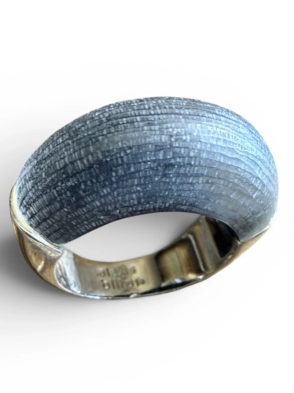 Alexis Bittar Blue Textured Lucite Dome Ring Size 8 Designer Statement
